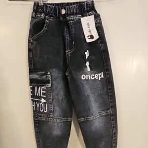 Leilei Kids Black Denim Joggers